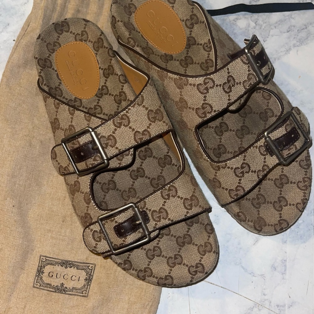 Gucci Monogram Sandals with Buckles size 10.5